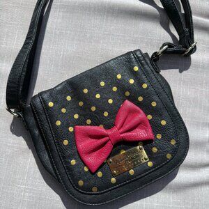 Disney Minnie Mouse Signature Black Shoulder Bag, Red/Pink Bow & Gold Polka Dots